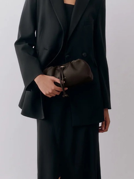 Cuyana Handbags - Cuyana Drawstring Brown Leather Bag - mini dia bag